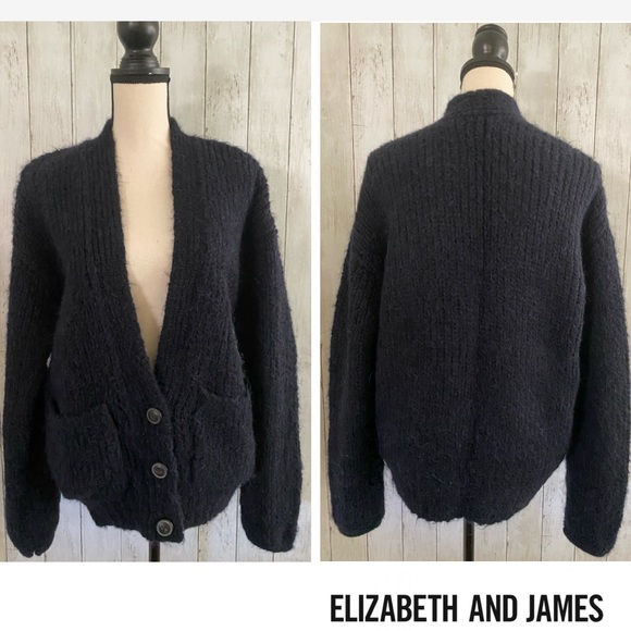 New ELIZABETH AND JAMES Wool chunky-knit cardigan - Picture 2 of 15